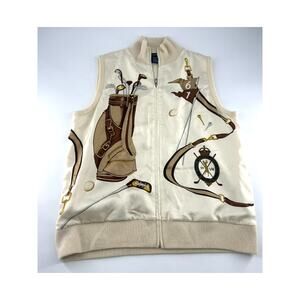 Rare Ralph Lauren Mulberry Silk/ Cashmere Graphic Golf Print Vest Vintage Medium